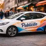 publicité sur une voiture moderne en ville
