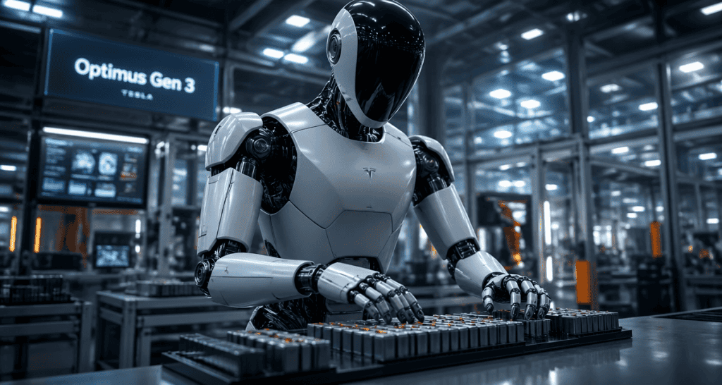 robot optimus tesla tri cellules usine