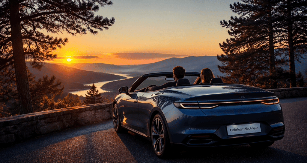 cabriolet electrique moderne belvedere coucher de soleil