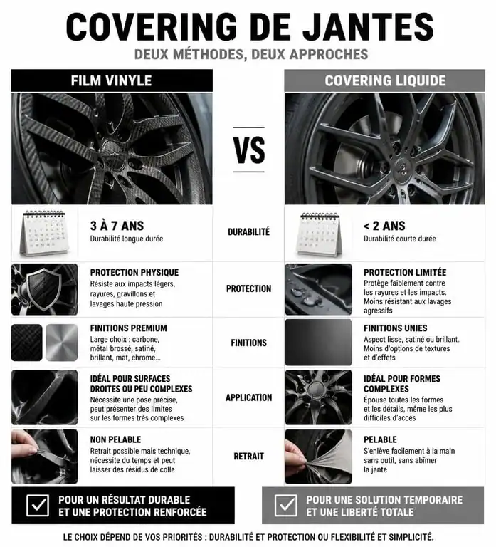 Comparatif des méthodes de covering sur jante : vinyle vs covering liquide