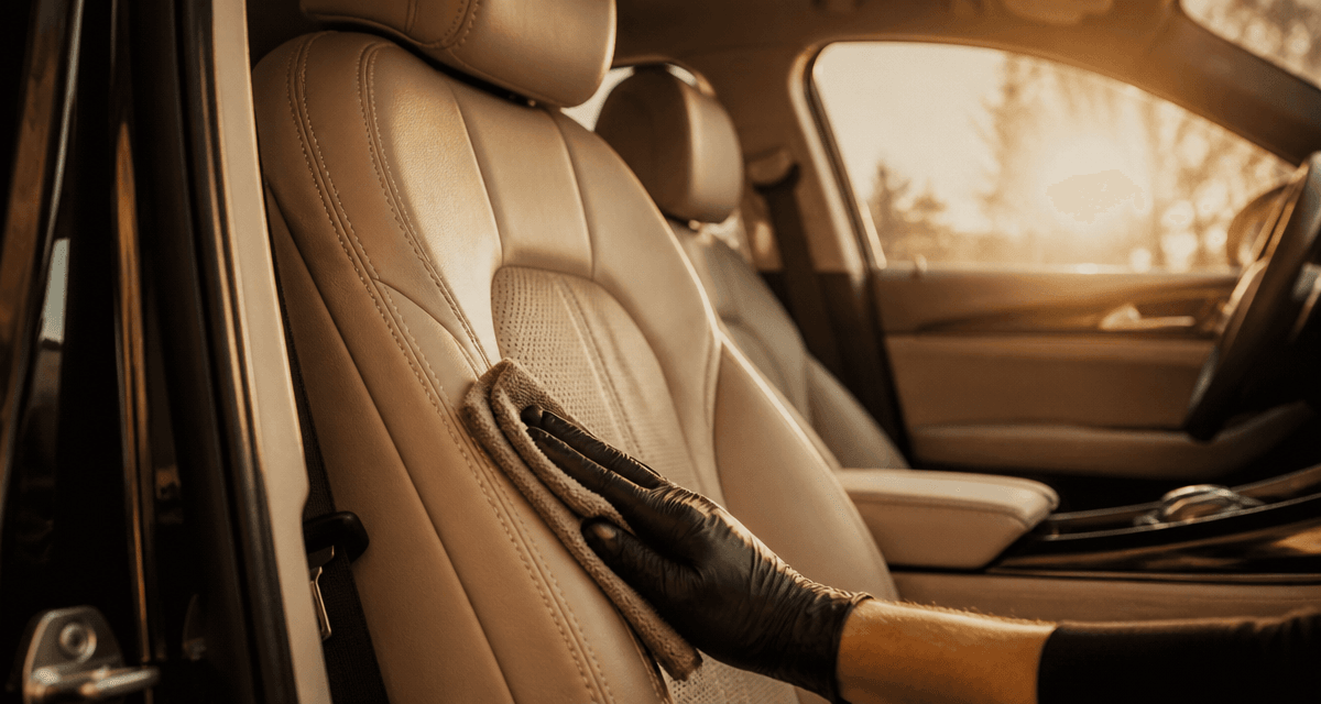 entretien sieges en cuir voiture gros plan nettoyage