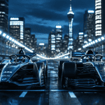 f1 électrique et formule e côte à côte sur circuit urbain