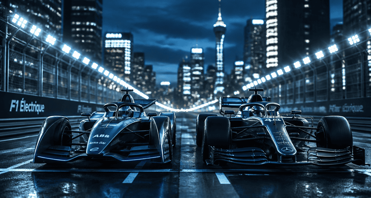 f1 électrique et formule e côte à côte sur circuit urbain
