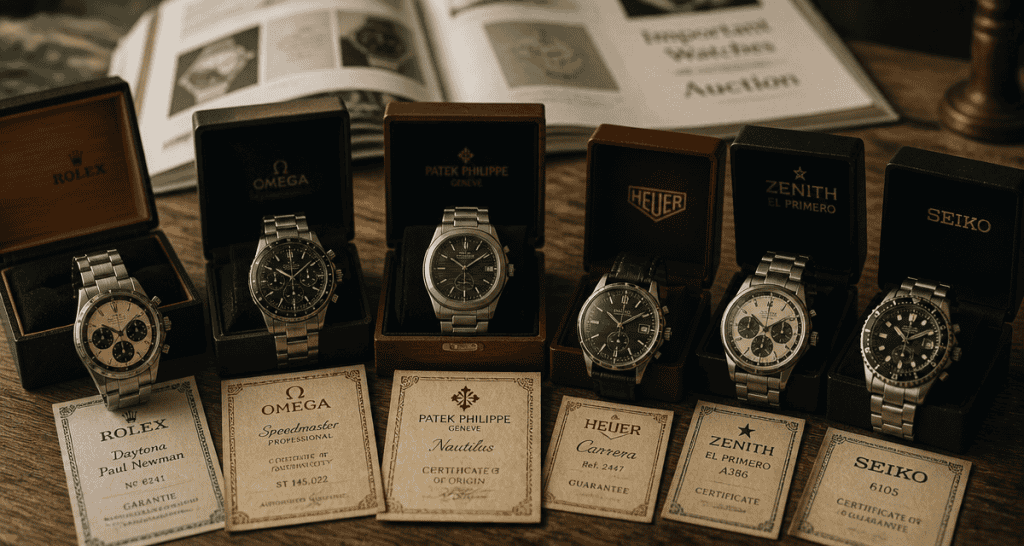 Les montres anciennes les plus recherchées sur table bois