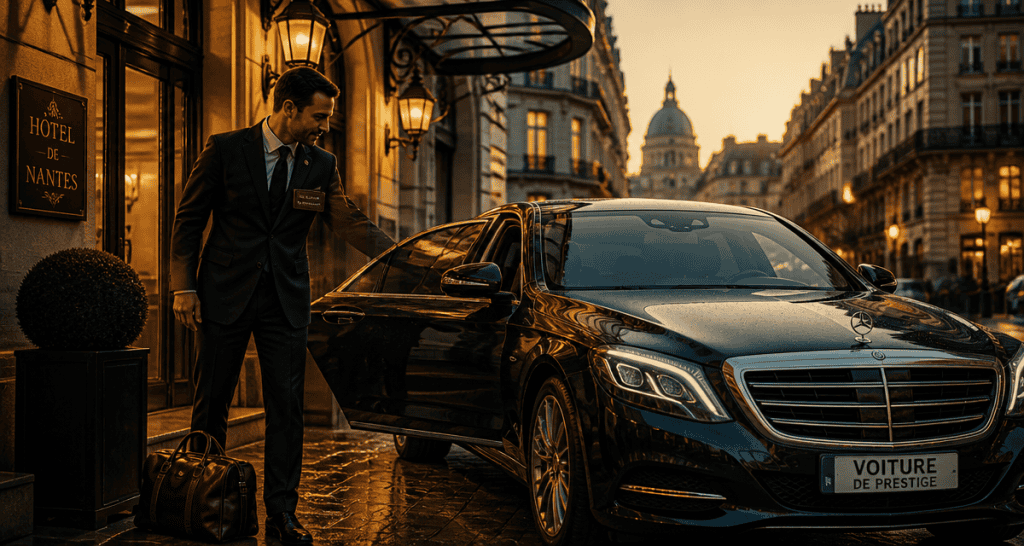 location nantes voiture luxe berline noire devant hotel