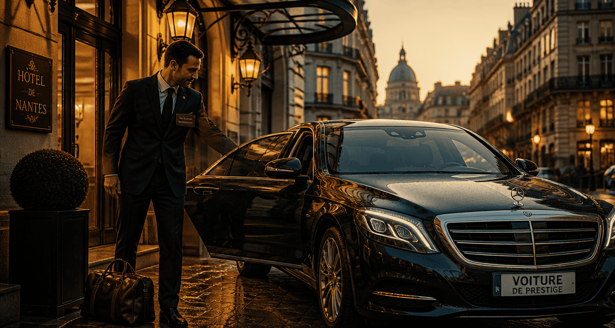 location nantes voiture luxe berline noire devant hotel