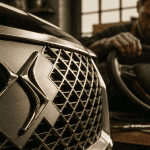 logo ds automobiles sur calandre aluminium