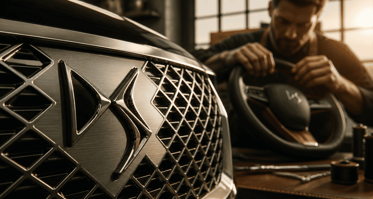 logo ds automobiles sur calandre aluminium