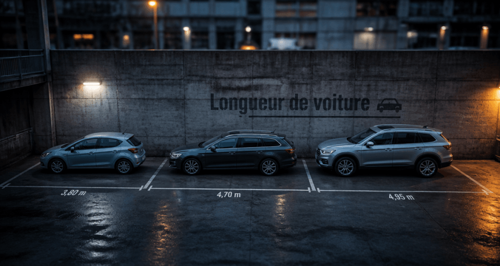 longueur voiture citadine berline SUV parking