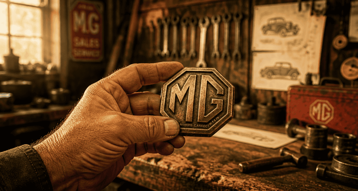 morris garages logo octogone badge ancien