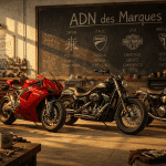 motocyclette marque alignées atelier
