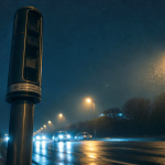 radar tourelle sur route française la nuit