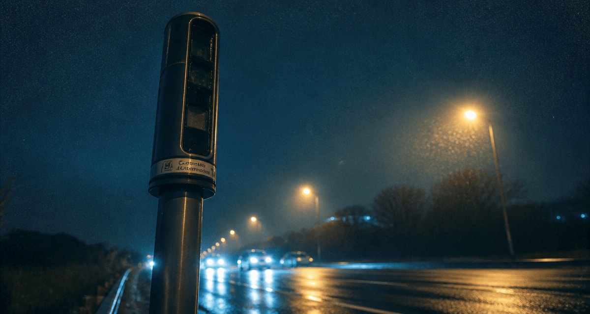 radar tourelle sur route française la nuit