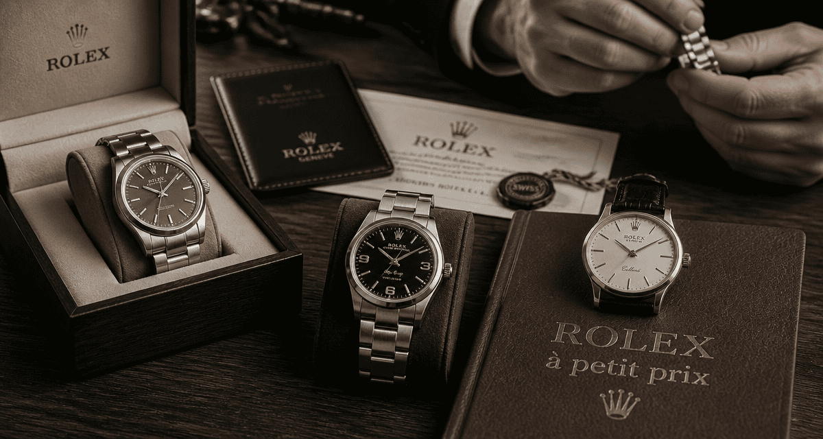 rolex la moins cher sur table en bois