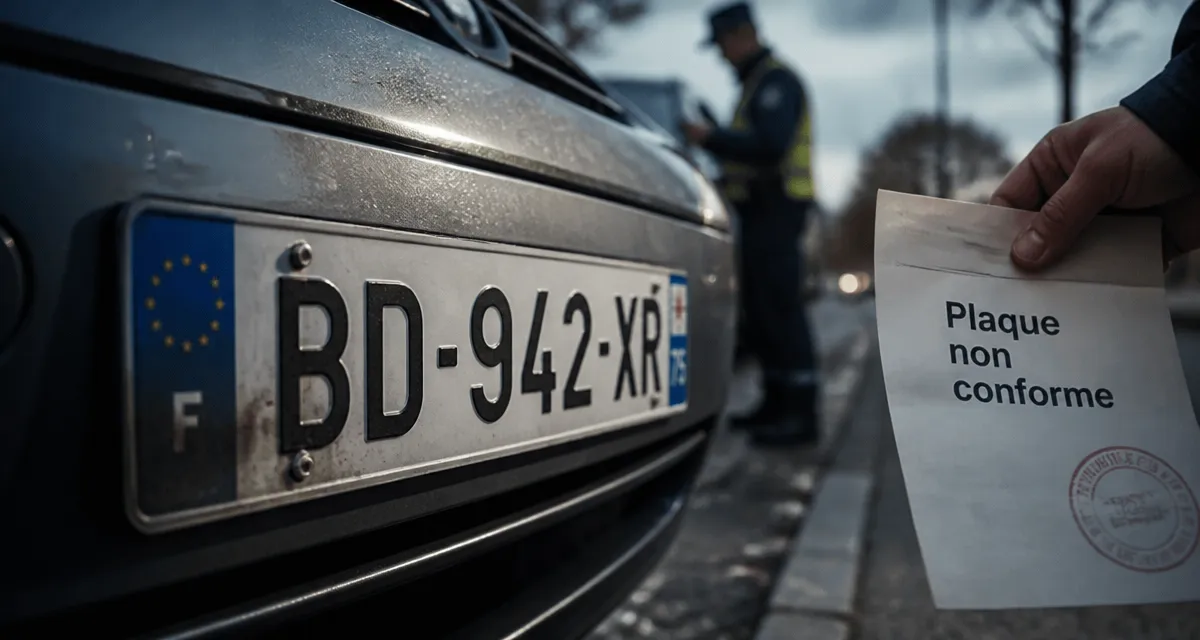 Amende plaque immatriculation : 135 € et immobilisation pour simple sticker
