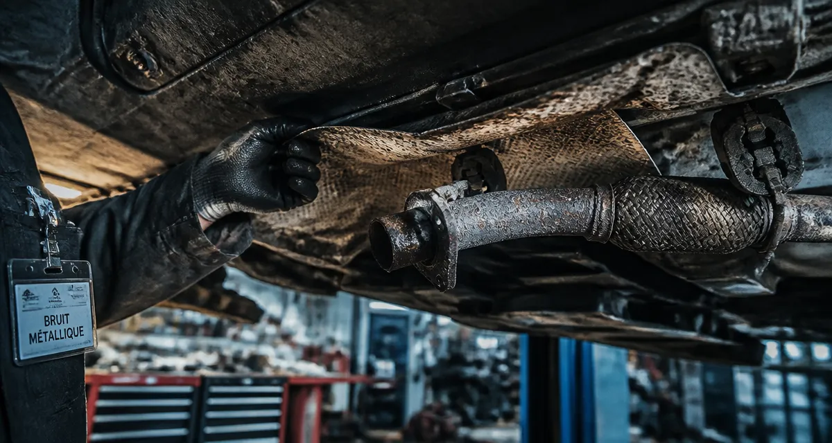 Bruit métallique voiture : inspection sous le châssis et échappement en vibration