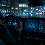 Habitacle voiture conduite autonome de nuit