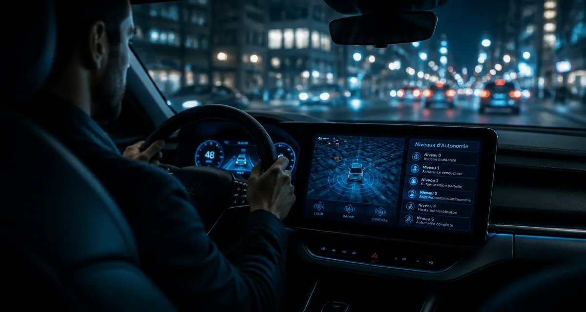 Habitacle voiture conduite autonome de nuit