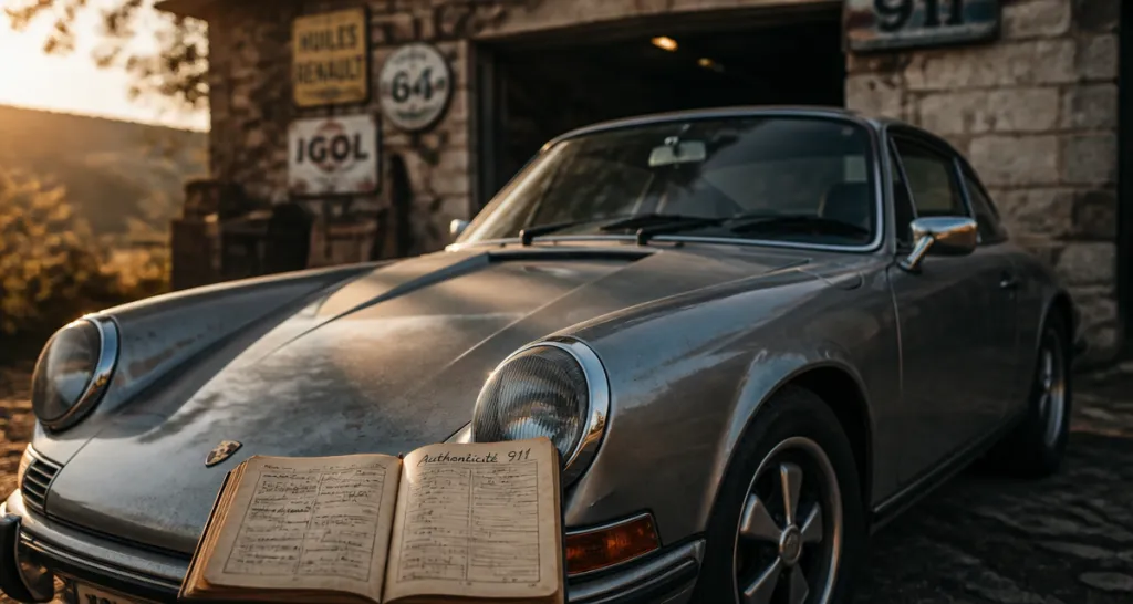 porsche 911 vieille argent carnet entretien garage