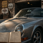 porsche 911 vieille argent carnet entretien garage