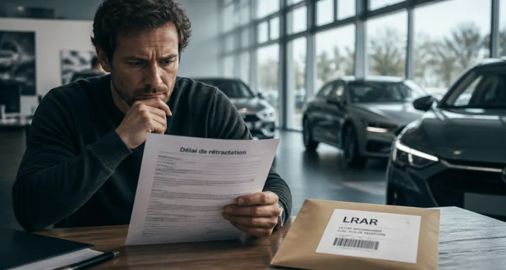 retractation achat vehicule client hésitant contrat