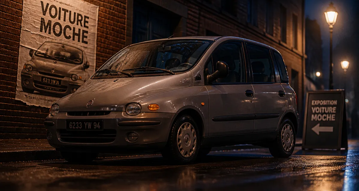 Voiture moche : Fiat Multipla années 90 en ville humide