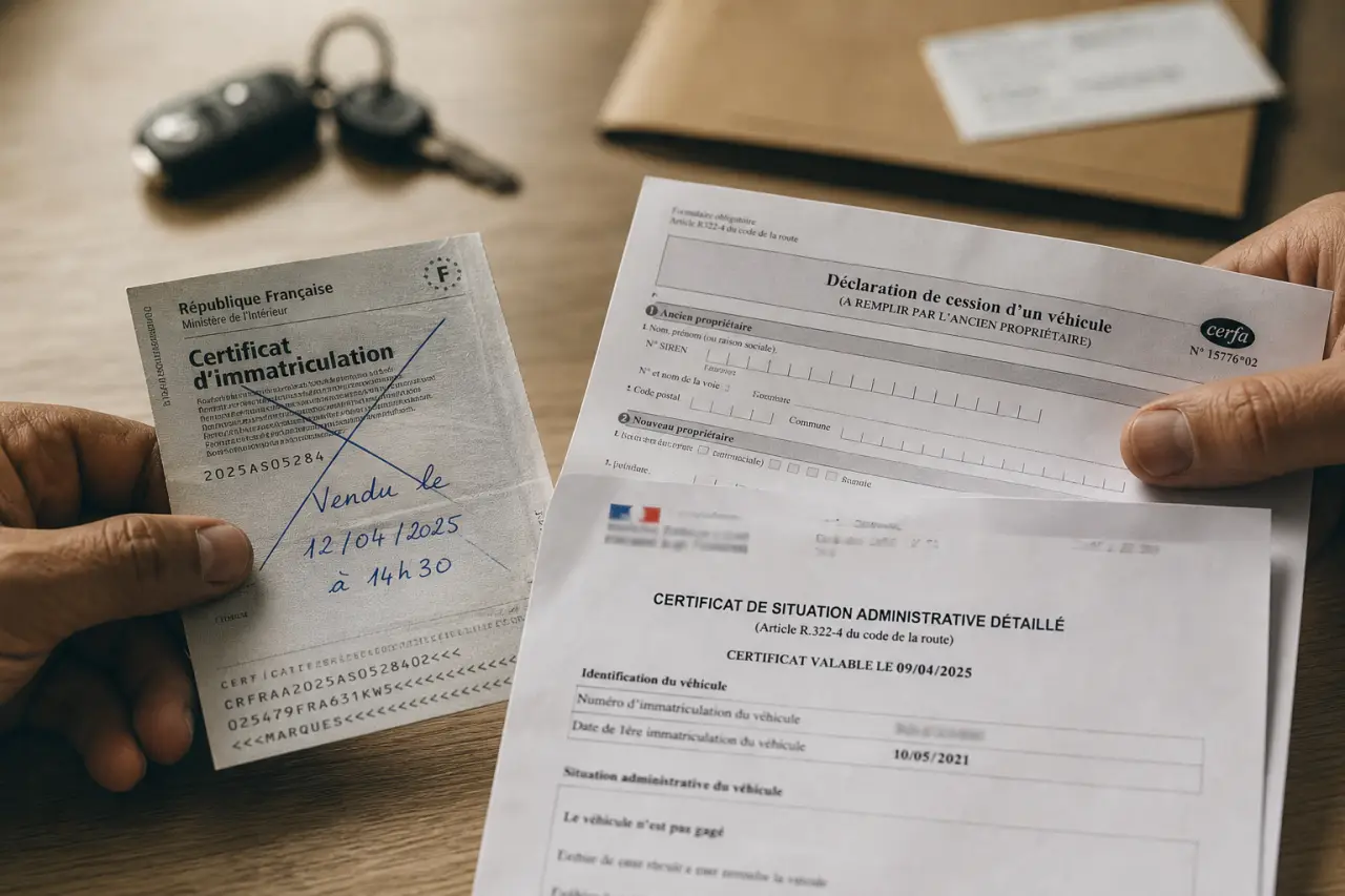 Document vendre une voiture : carte grise barrée et Cerfa 15776*02