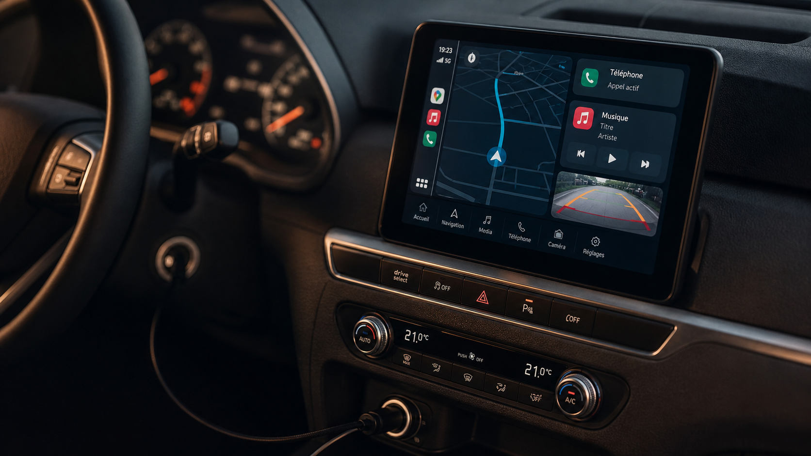 Écran multimédia voiture avec CarPlay et dashcam