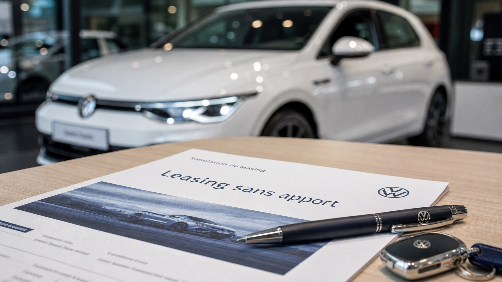 Voiture leasing sans apport Volkswagen, document de simulation LOA et LLD