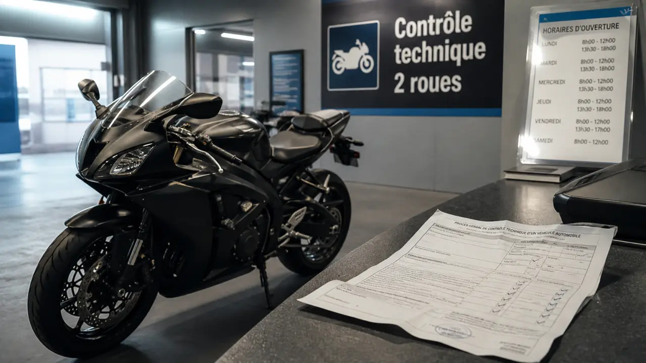 Contrôle technique moto Puy de Dôme : moto en centre de contrôle technique