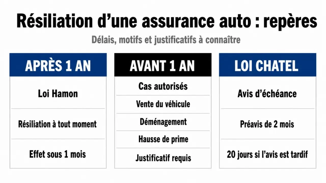 Peut-on résilier une assurance auto à tout moment : schéma des délais loi Hamon et loi Chatel