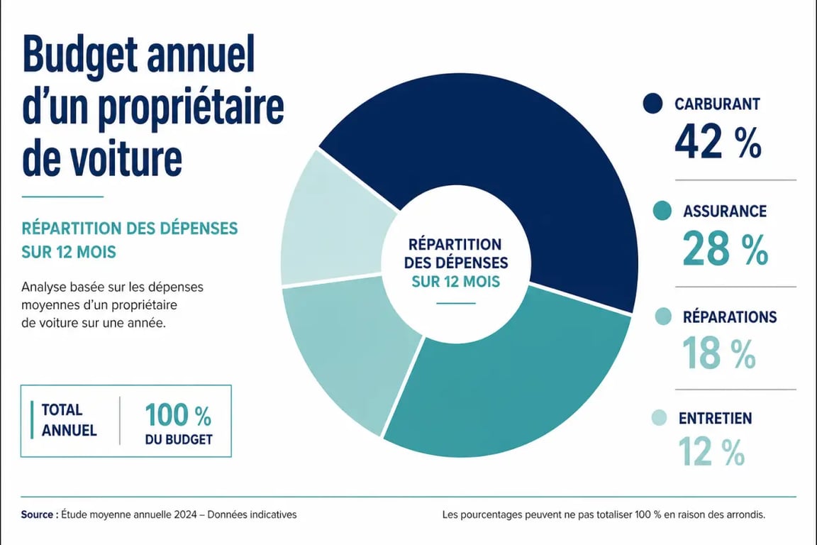 Infographie du budget automobile annuel pour réduire le coût de l'assurance et du carburant