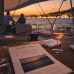 Location catamaran cote d azur au port, départ au crépuscule