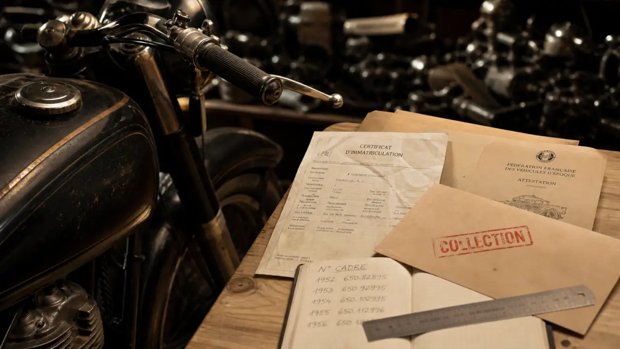 Moto de collection : attestation FFVE et certificat français sur établi