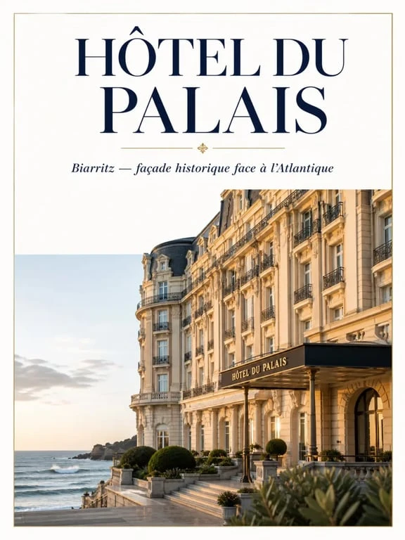 Façade de l'Hôtel du Palais, hôtel de luxe emblématique à Biarritz face à l'océan
